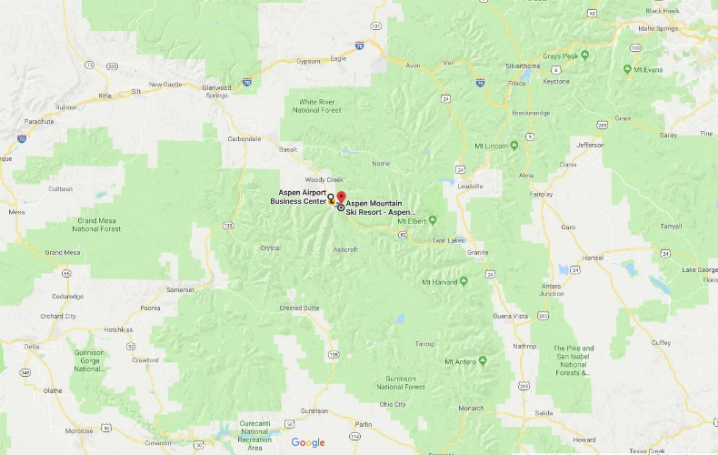 Location of Aspen Airport on Google Maps