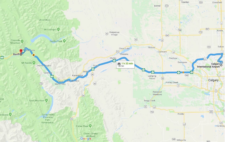 Banff To Calgary Google Maps SkiBookings.com