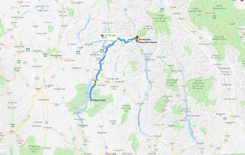 Revelstoke Kelowna Airport Google Maps SkiBookings.com